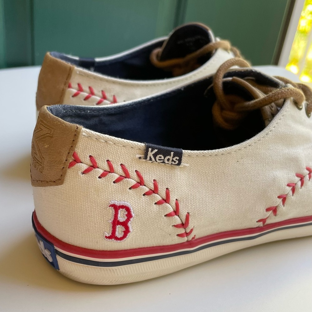 Keds Baseball Boston Red Sox Women’s Sneakers Lace Up White Shoes 7 - Picture 5 of 15
